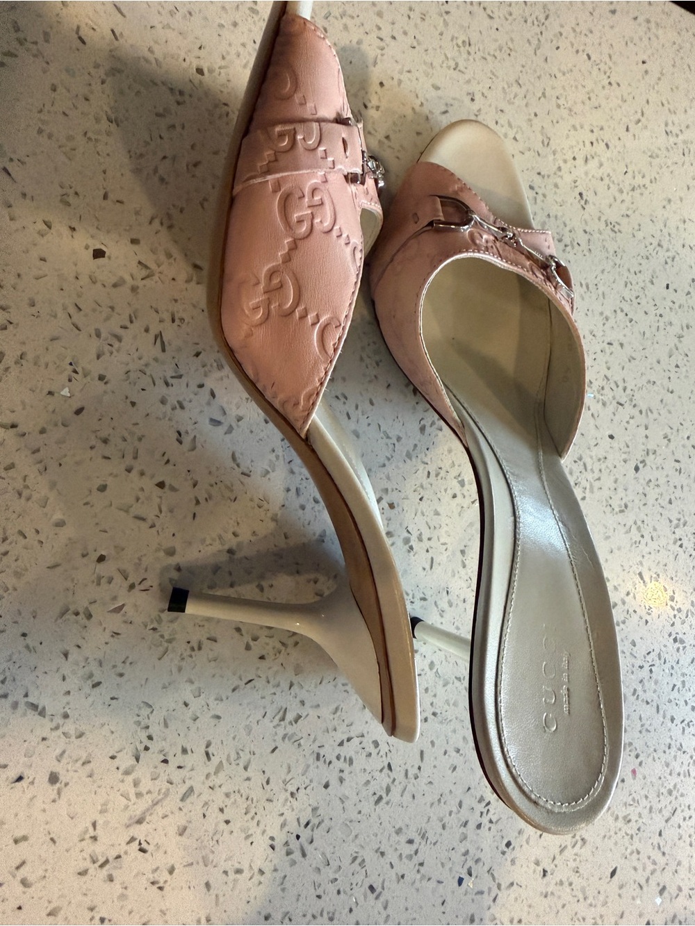 Gucci Pink Leather Horsebit Open-Toe Mules - Picture 6 of 8